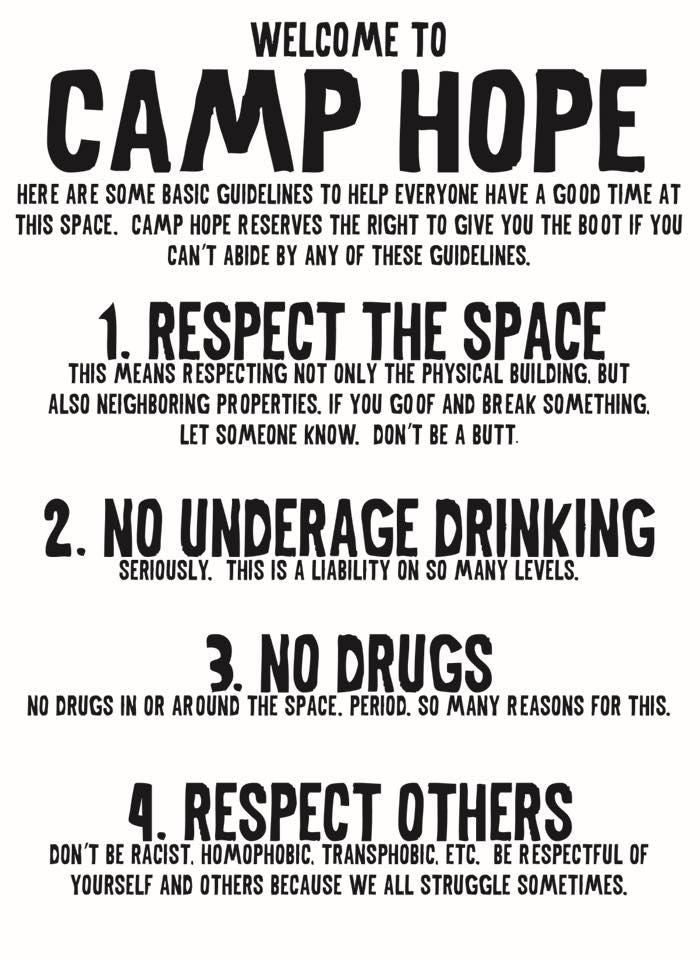 Camp Hope Rules