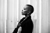 black and white press photo of Chicago singer Jamila Woods