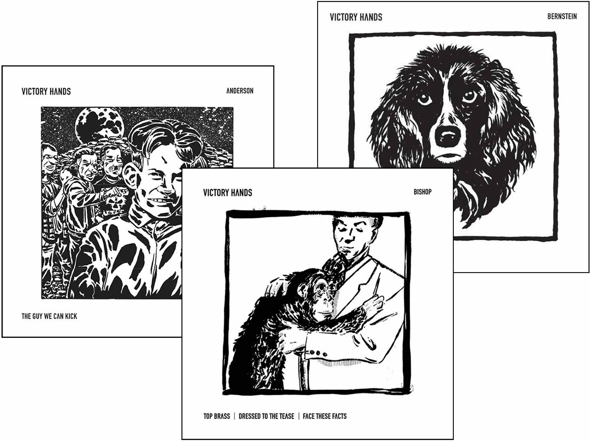 three records covers from Victory hands releases