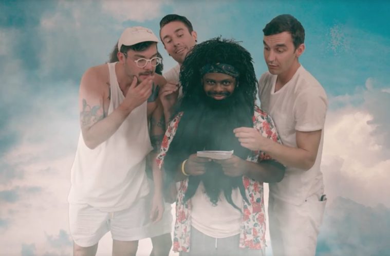 members if Challenger Deep wearing all white with bearded man.
