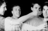 members of Love Tractor shot in black and white