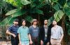 Members of Dinner time standing in front of palm trees