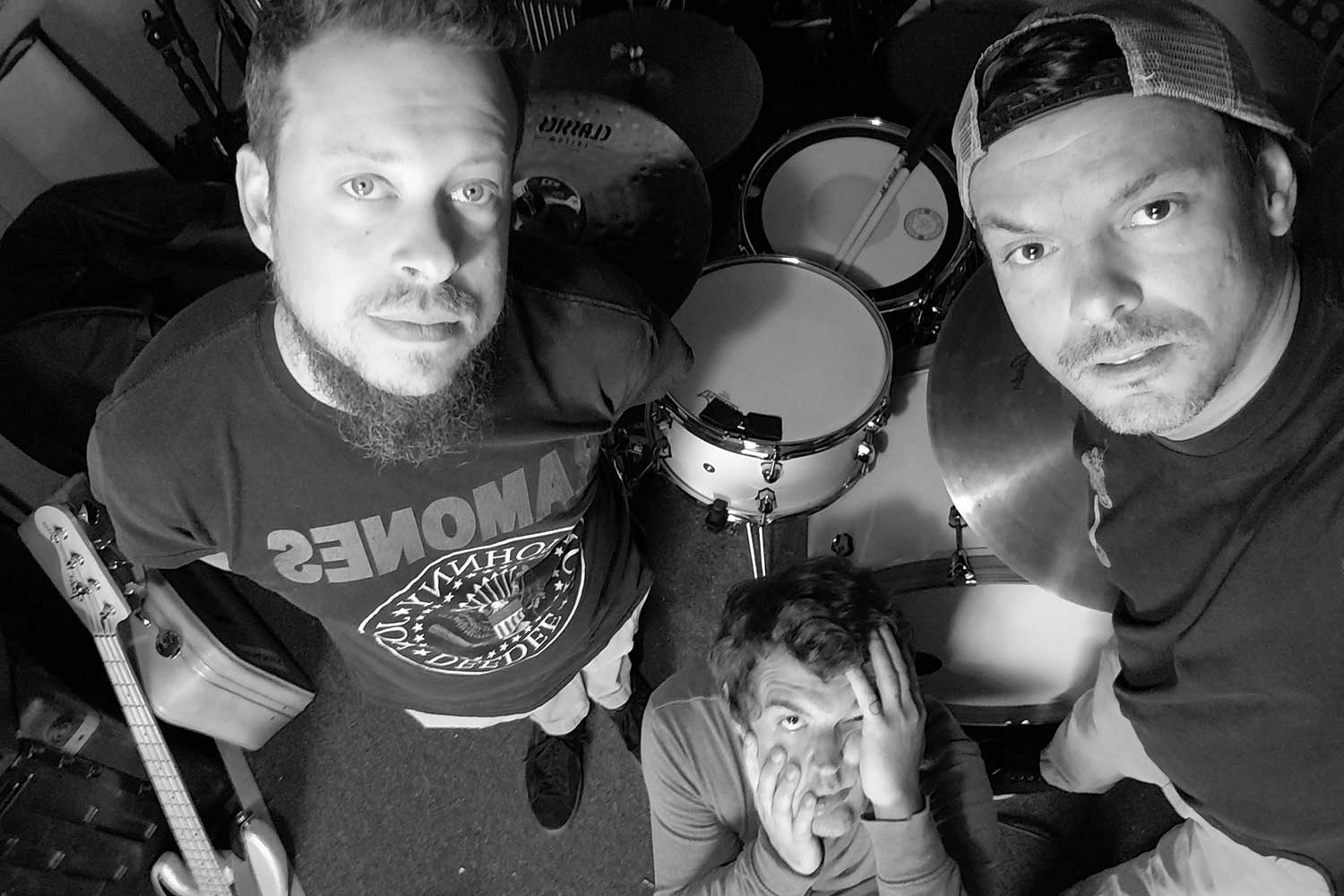 black and white press photo of the band Pretty Please
